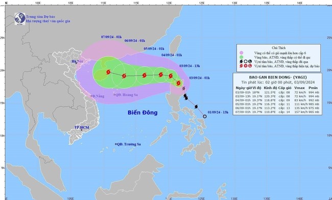 Bão YAGI vào Biển Đông và trở thành bão số 3 trong năm 2024 - Ảnh 1.